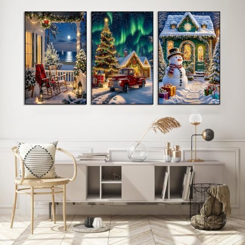 Axquilon 3 Packs Christmas Framed Paint by Numbers Kit for Adults 8x10 in