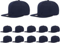 ZH Plain Flat Brim Snapback Baseball Caps Adjustable Blank Baseball Caps Wholesale 12 Pack