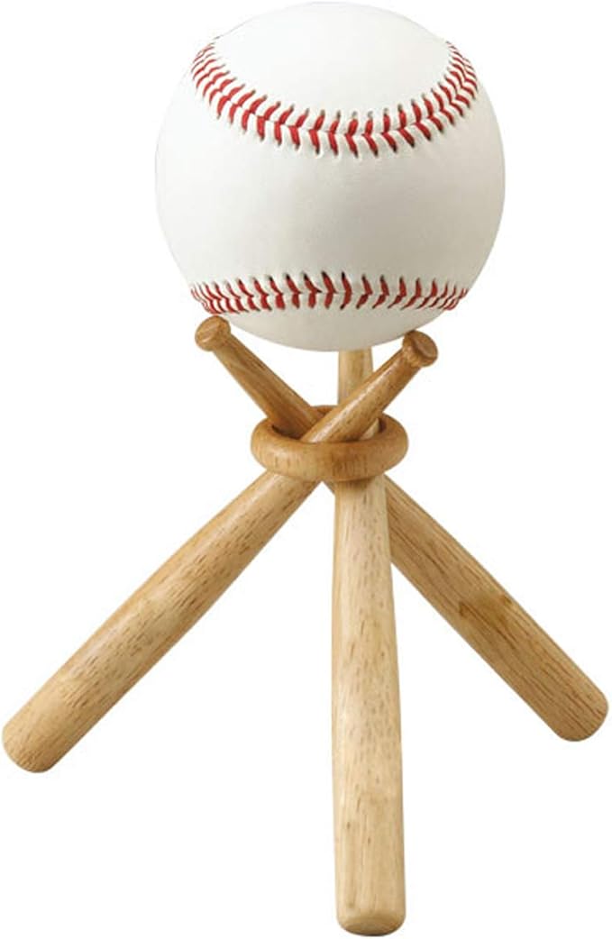 TIHOOD Baseball Stand Baseball Stand Holder Wooden Base Ball Stand Display Holder