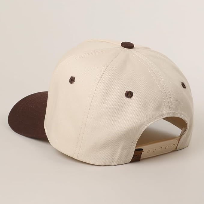 MIRMARU Two-Tone Vintage Canvas Trucker Hats for Men & Women, Adjustable Size Baseball Caps with Trendy Embroidered Design