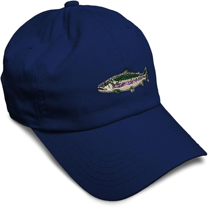 Custom Soft Baseball Hat Embroidered Dad Hat Fish Rainbow Trout Men & Ladies Baseball Cap Cotton