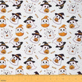 Feelyou Happy Halloween Soft Flannel Fabric by The Yard Kids 2 Yards White Cute Ghost Upholstery Fabric Pumpkin Candy Spooky Trick or Treat for Home DIY Projects, Indoor Decor
