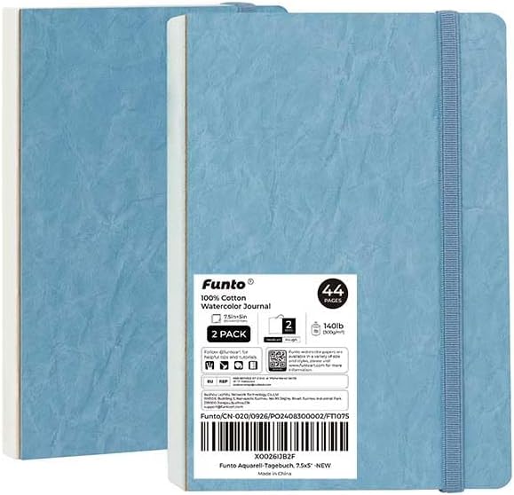 Funto Watercolor Journal, 2 Packs, 44 Pages Each, Cold-Pressed 100% Cotton - Image 7