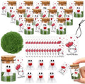 Skylety 30 Sets Valentines Day Ghost in a Mason Jar with Moss and Card Cute Red Heart Valentine Figurine Bulk Adopt a Ghost Figurine for Valentines Decorations DIY Party Gifts