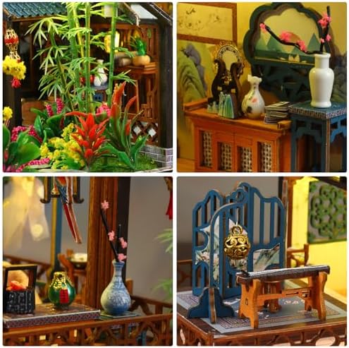 Dollhouse Kit, DIY Miniature House Kit w/LED Ancient Courtyard