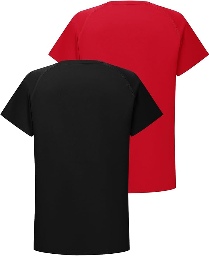 DEVOROPA Youth Boys Compression Shirt Long/Short Sleeve Football Baseball Undershirt Quick Dry Kids Sports Baselayer Crewneck