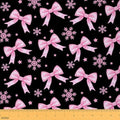 JEJELOIU Xmas Snowflake Fabric by The Yard Cute Bow Upholstery Fabric Merry Christmas Waterproof Indoor Outdoor Decor for DIY Sewing Craft Projects 10 Yards