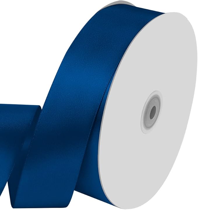1-1/2" Wide x 100 Yards Single Faced Navy Blue Satin Ribbon, Royal Blue Ribbon by KMERLIFE