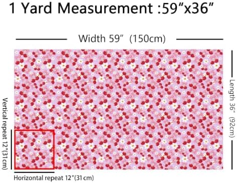 Red Cherry Bow Upholstery Fabric for Chairs | Pink Bow Tie Outdoor Fabric by The Yard 109"x63", Daisy Flowers Rustic Dreamy Princess Style Ribbon Bowknot Waterproof Fabric,Purple