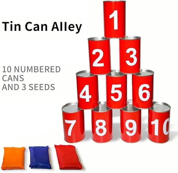 13 Carnival Can Games Bean Bag Toss Carnival Games, Including 10 Tin Cans and 3 - Image 7
