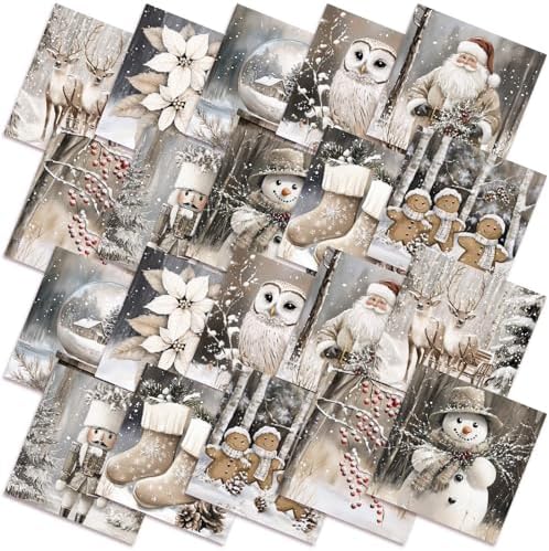 Hahafelt 10 Pcs Christmas Quilting Fabric Winter Fat Quarters 20 x 20 Inch