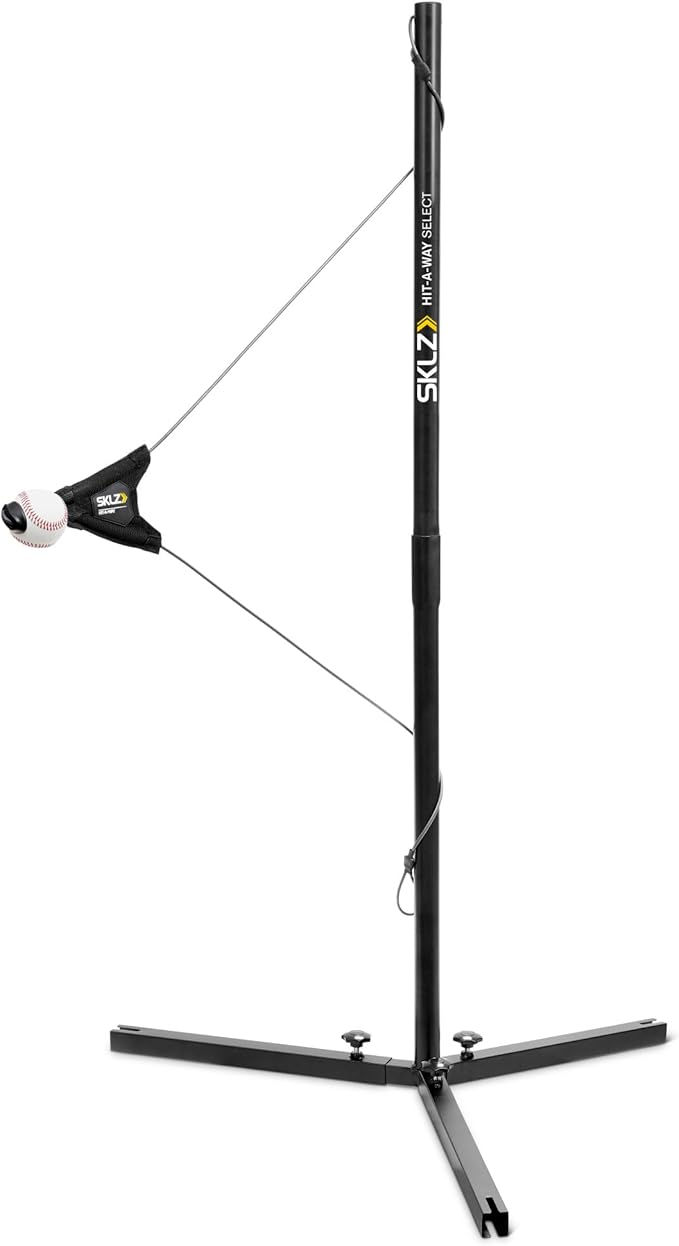 SKLZ Hit-A-Way Youth Baseball Swing Trainer, Portable Solo Batting Practice with Stand, Tethered Ball for Hitting Drills, Ages 13 and Under