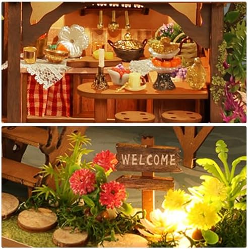 Dollhouse Kit, DIY Miniature House w/LED Adult, Forest Adventure