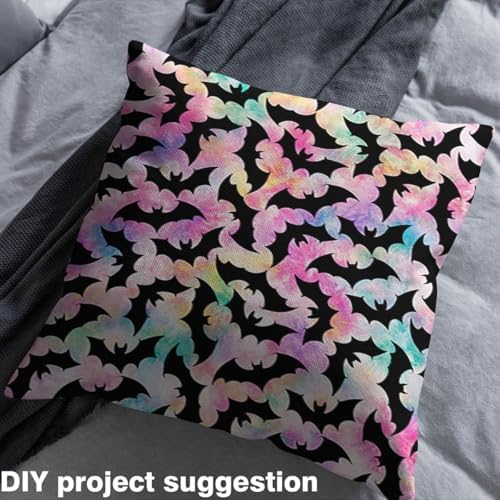 Feelyou Bat Fabric by The Yard 3 Yards for Kids Boys Girls Happy Halloween Trick or Treat Tie Dye Upholstery Fabric for Chairs ，Soft Flannel
