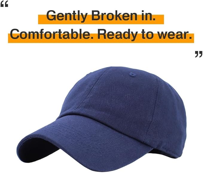 KBETHOS Classic Unisex Cotton Adjustable Low Crown Baseball Cap – Plain Dad Hat