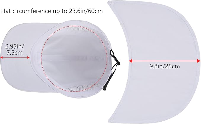 BASSDASH UPF 50+ Foldable Fishing Hat Baseball Cap with Removable Neck Flap Portable for Men Women Golf Hiking
