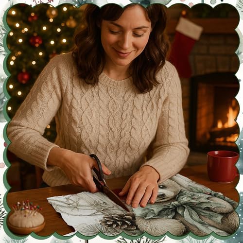 Hahafelt 10 Pcs 18"x22" Vintage Green Christmas Fat Quarters Fabric Bundle