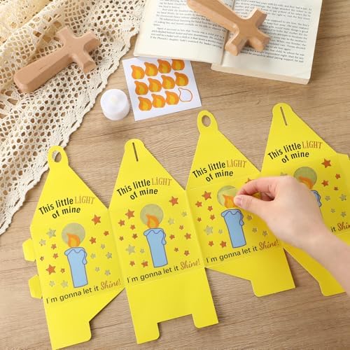 Simgoing 24 Sets Religious Candle Lantern Kit Sunday School Crafts