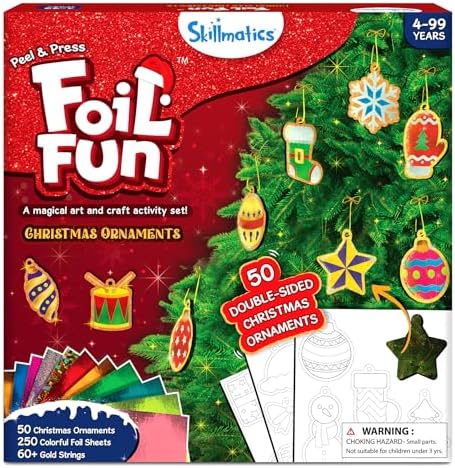 Skillmatics Foil Fun Christmas Ornaments, Foil Art, Gifts for Boys & Girls