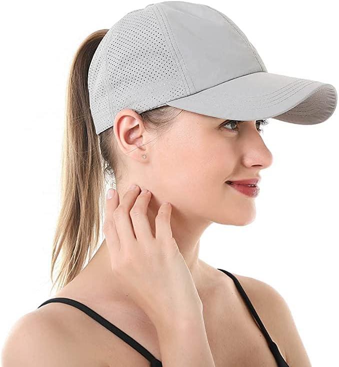 Womens Ponytail Hat Baseball Cap, Adjustable Criss Cross Baseball Cap High Bun Unisex Quick Drying Trucker Hats