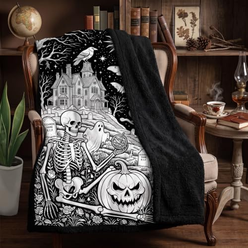 Treeswift Halloween DIY Coloring Blanket Kit with 24 Markers - Spooky Craft