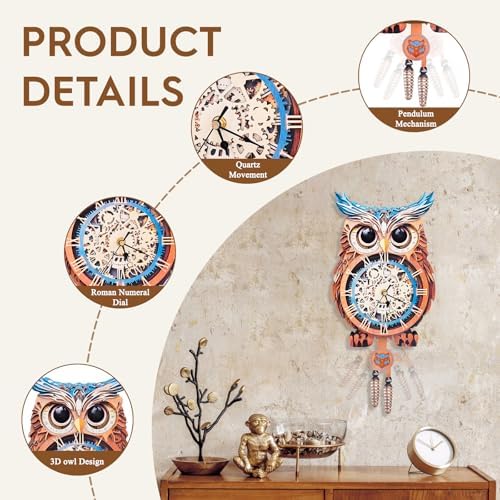 3D Puzzles for Adults Wooden Owl Puzzle Clock Adult Crafts