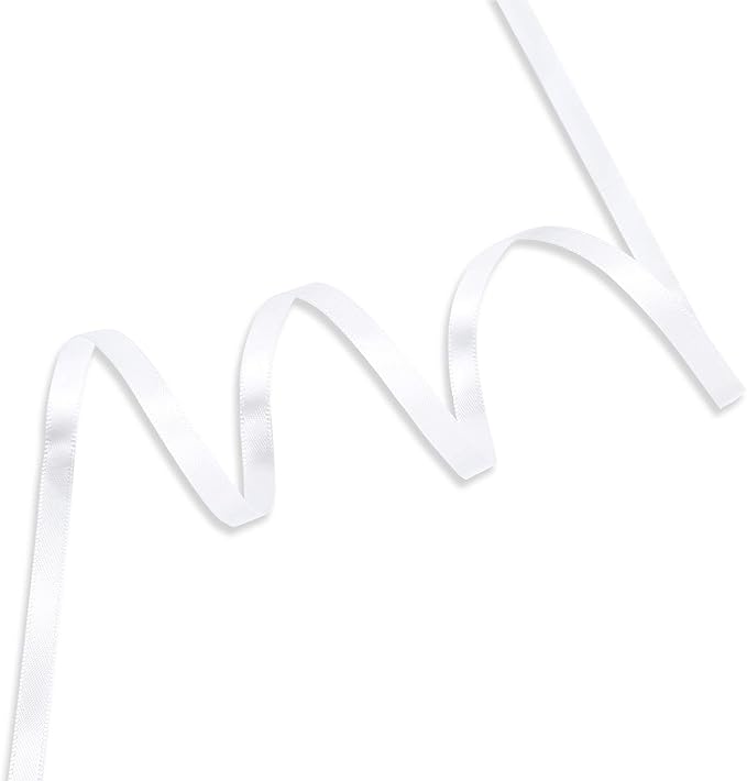 Humphrey's Craft 1/4 Inch White Double Faced Satin Ribbon - Image 2