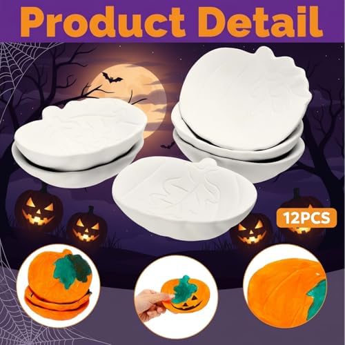 Reallnaive 6 Set Fall Ceramic Pumpkin Bowls to Paint Craft Kit