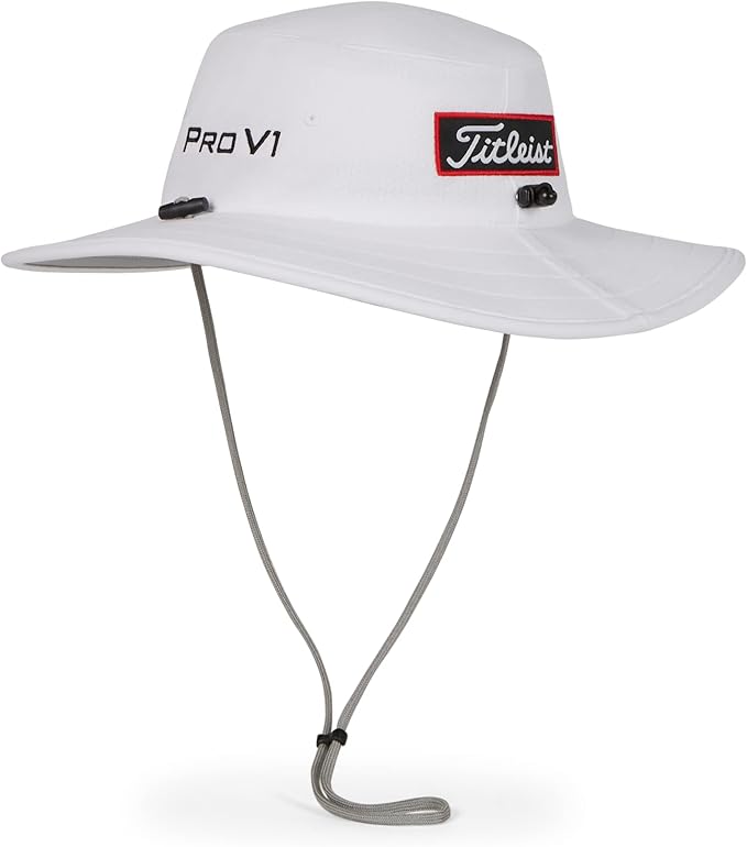 Titleist Men's Tour Aussie Golf Hat, White/Black