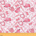 Pink Buffalo Plaid Bow Baseball Cap Upholstery Fabric for Chairs | Baseball Glove Bat Fabric by The Yard 36"x63", Ball Game Sports Competitive Games Stars Softball Outdoor Fabric