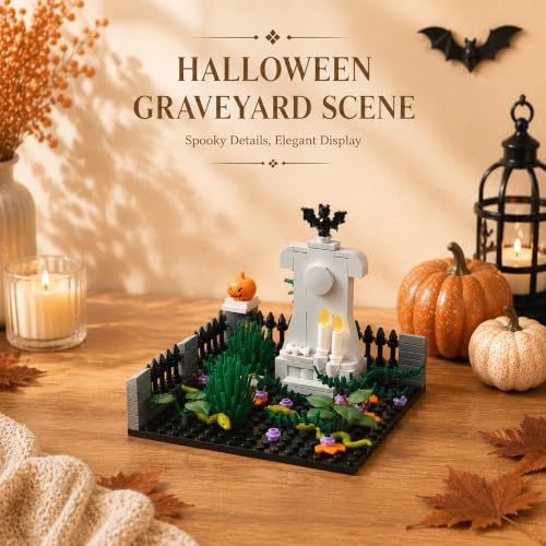Halloween Graveyard Monument Building Blocks Set, 181 PCS Garden Scene