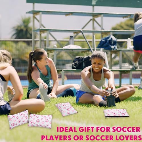 Eccliy 20 Pcs Soccer Makeup Bag Cosmetic Bag Canvas Gifts Sport Soccer Themed Accessories for Girls Toiletry Pouch with Zipper for Women Party Shopping Home Travel, 8 x 5 Inch
