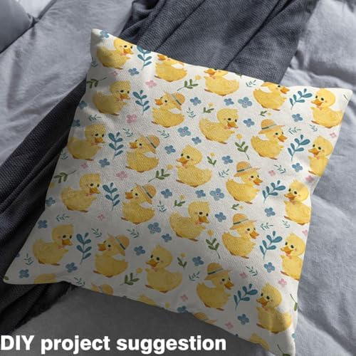 Cute Duck Fabric by The Yard,Lovely Farm Animal Soft Polyester No Stretch Fabric,Country Rustic Flowers Decorative Fabrics,Beige Yellow Crafts & Sewing Supplies,2 Yards,72" L x 59" W