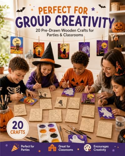 20 PCS Halloween Painting Crafts,Wooden Art Set for Party & Classroom Gifts