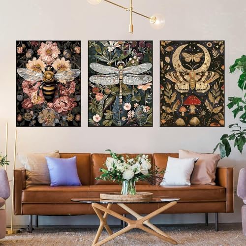 GOUOYANA 3 Dragonfly Insect Paint By Numbers Kit for Adults Acrylic Canvas