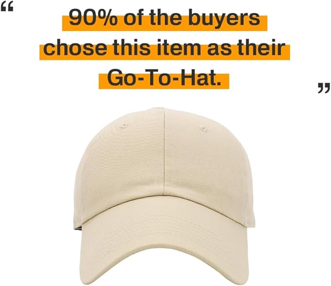 KBETHOS Classic Unisex Cotton Adjustable Low Crown Baseball Cap – Plain Dad Hat
