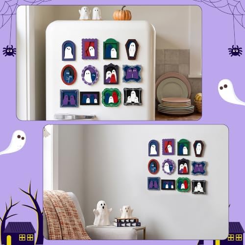 FeuuWamme Halloween Ghost Wooden Frames DIY Crafts for Kids Adults, 12Pcs