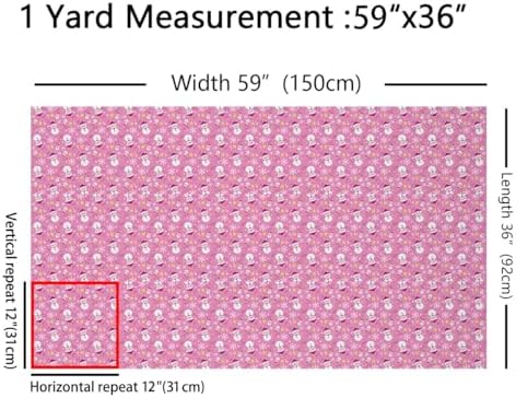JEJELOIU Merry Christmas Fabric by The Yard Kawaii Xmas Snowman Upholstery Fabric for Chairs Snowflake Waterproof Indoor Outdoor Decor for DIY Sewing Craft Projects 5 Yards