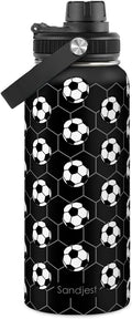 Soccer Insulated Stainless Steel Water Bottle 32oz, Aesthetic Sport Vacuum Chug Lid Travel Tumbler for Men Friends Boys Dad Brothers, Gifts for Birthday Christmas Fathers Day