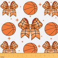 Basketball Bow Upholstery Fabric for Chairs | Modern Ball Print Bowknot Fabric by The Yard 362"x63", Sports Ball Game Geometric Bow Tie Sewing Fabric DIY Projects