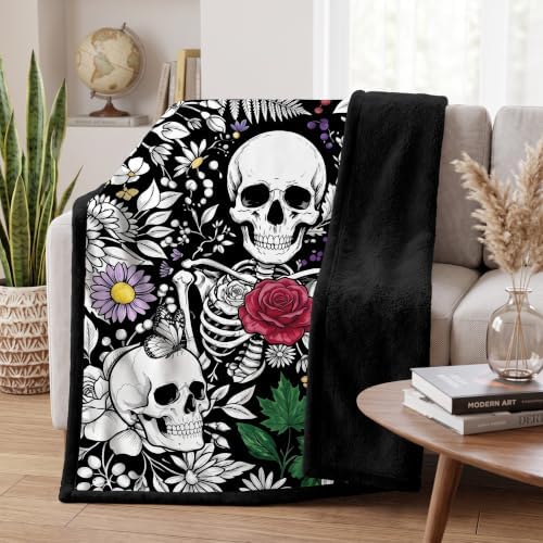 DIY Skull Coloring Blanket With 24 Fabric Markers Gothic Floral Throw