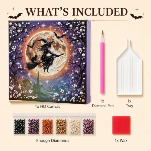 Reofrey DIY Halloween Pearl Art Kits for Adults, 5D Diamond Art Kits B04