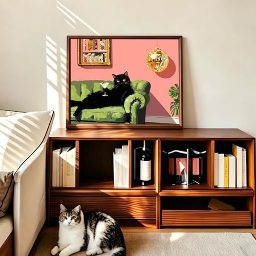 PHANTASYART Black Cat Paint by Numbers Kit for Adults 16x20inch