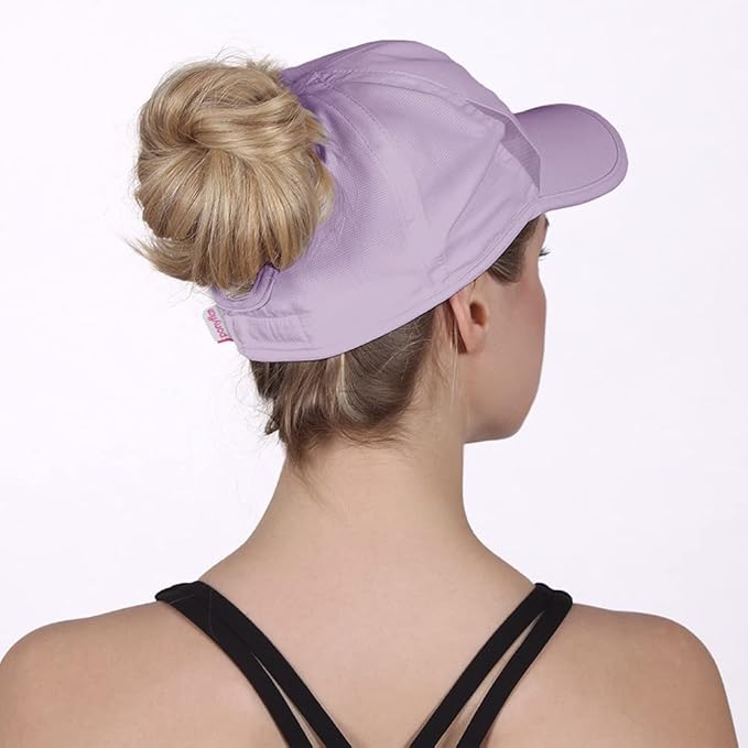 Ponyflo Women’s Ponytail Baseball Cap, Patented Active Feather-Light Hat with Open Back