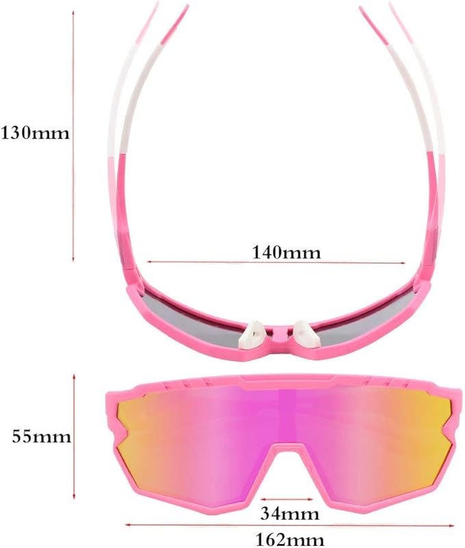 Sports Sunglasses Cycling Glasses Pink Polarized Glasses Baseball glasses with 3 lenses,Fishing,Ski Running Golf