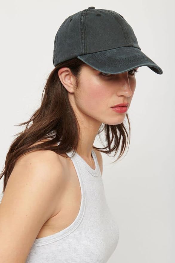 Eohak Ponytail Baseball Hat Distressed Retro Washed Womens Twill