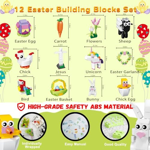 Easter Egg Fillers Building Blocks Set, Easter Party Favors Toys for Kids