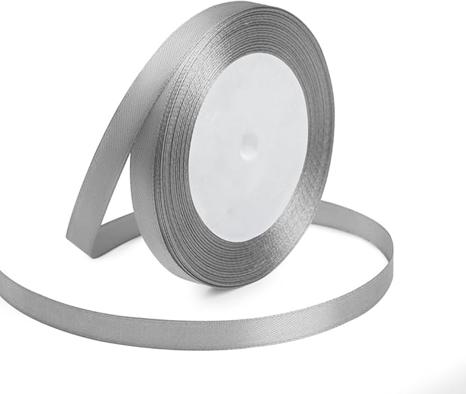 KMER LIFE 3/8 Inches x 25 Yards Silvery Satin Ribbon Solid Fabric Ribbons by KMERLIFE