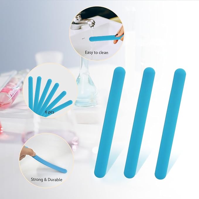 6 PCS Reusable Silicone Stirring Stick, Silicones Stirrings Sticks, - Image 3