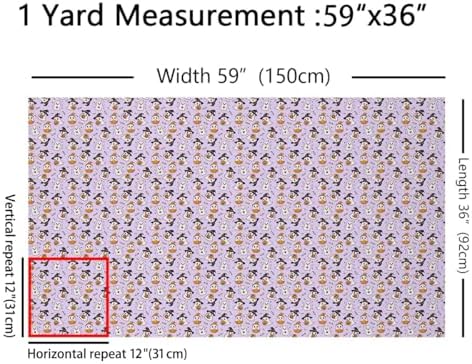 Feelyou Happy Halloween Soft Flannel Fabric by The Yard Kids 2 Yards Light Purple Cute Ghost Upholstery Fabric Pumpkin Candy Spooky Trick or Treat for Home DIY Projects, Indoor Decor